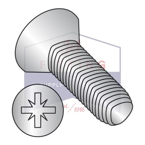 Tornillo de cabeza plana Pozi de rosca completa, métrico, DIN 7500-M, M4-0,7 x 20, de acero inoxidable A2 (18-8), pasivado y encerado