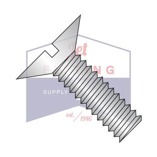 Tornillo para máquina de 100 grados con ranura plana de 6-32 x 1/2, totalmente roscado, acero inoxidable 18 8