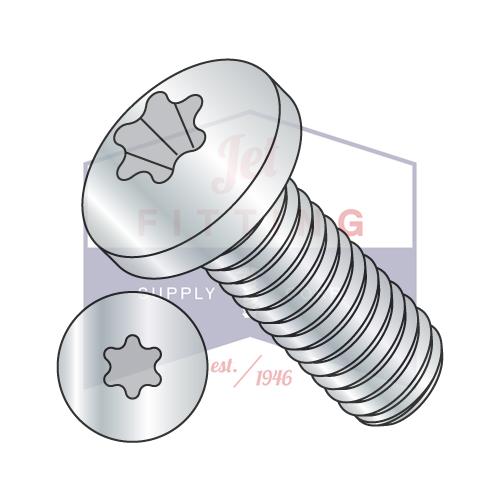 Tornillo de cabeza plana de 6 lóbulos, rosca completa, de zinc, 4-40 x 3/16