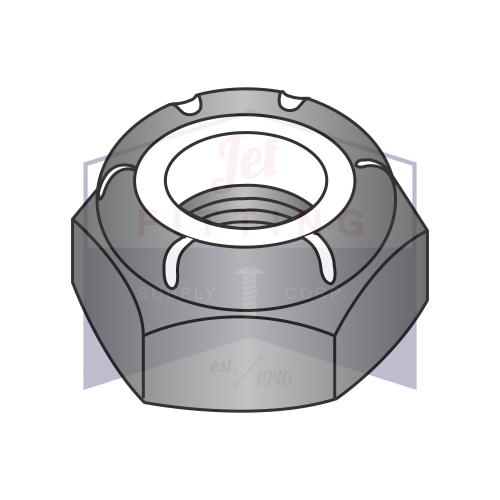 Tuerca de seguridad hexagonal con inserto de nailon de patrón delgado NTE de 3/8-16 con óxido negro