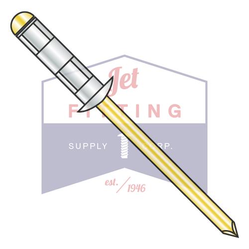 3/16 x Grip .039-.354 MultiGrip Dome Rivet Steel-Steel / Zinc-Zinc Yellow
