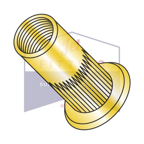 M10X1.50X3.56 Metric Flat Head Round Open-End Ribbed Threaded Insert Rivet Nut Steel Z/Y