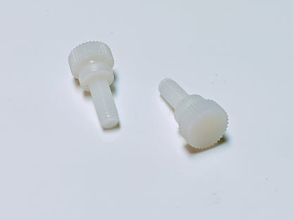 Tornillo moleteado con arandela de nailon 6/6, 10-32 x 1/2", color natural
