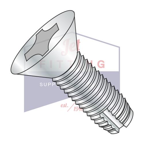 8-32X1 1/2  Phillips Flat Thread Cutting Screw Type 1 Fully Threaded Zinc