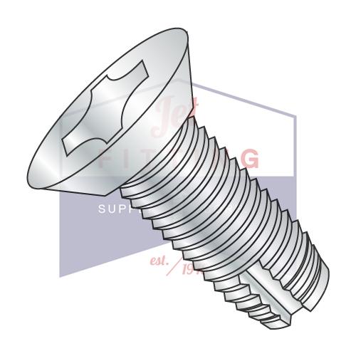 Tornillo de corte de rosca plana Phillips de 1/4-20 x 1/2, con socavón, tipo 1, totalmente roscado, de zinc