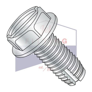 6-32X1/2  Slotted Indented Hex Washer Thread Cutting Screw Type 1 Fully Threaded Zinc And