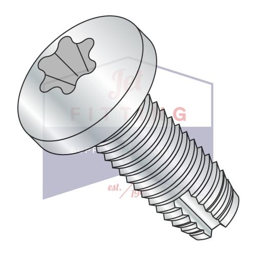 8-32X1/2  Six Lobe Pan Thread Cutting Screw Type 1 Fully Threaded Zinc And Bake