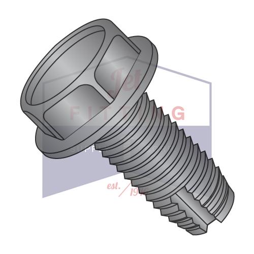 1/4-20X3/8  Unslotted Indented Hex Washer Thread Cutting Screw Type 1 Fully Threaded Black O