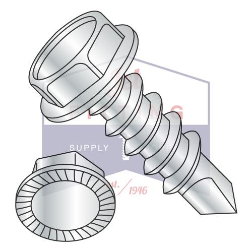 10-16X1  A/F.305-.312 HD HGT.105-.120 Unslot Hexwash Serrated Self Drill Full Thrd ZincBa