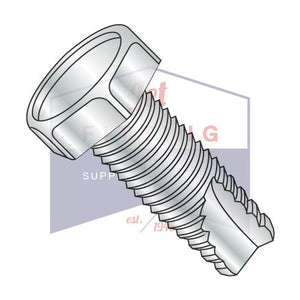 6-32X1/4  Unslotted Indented Hex Head Thread Cutting Screw Type 23 Full Thread Zinc & Bake