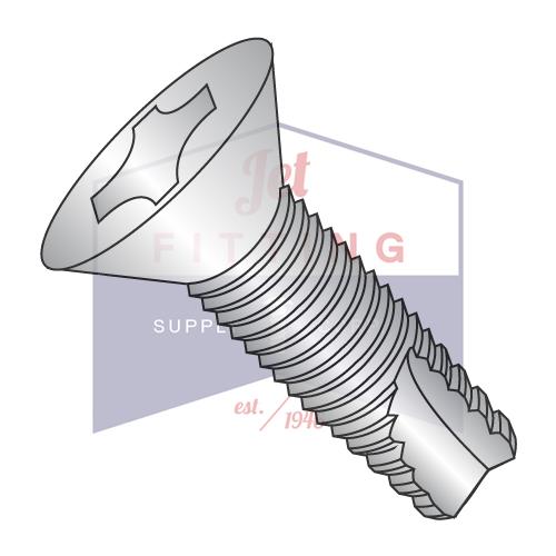 Tornillo de corte de rosca plana Phillips de 8-32 x 1/2, tipo 23, rosca completa, acero inoxidable 18 8