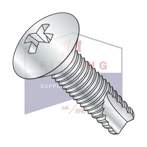 8-32X1/2  Phillips Oval Thread Cutting Screw Type 23 Fully Threaded Zinc And Bake
