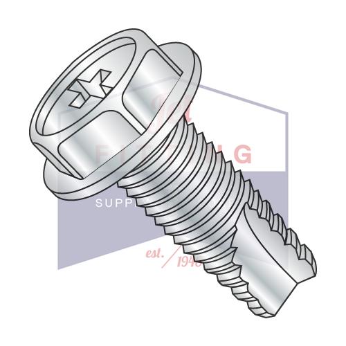 8-32X1/2  Phillips Indented Hex Washer Thread Cutting Screw Type 23 Fully Threaded Zinc