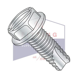 8-32X3/8  Slotted Indented Hex Washer Thread Cutting Screw Type 23 Fully Threaded Zinc