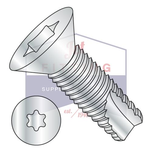 8-32X1  6 Lobe Flat Thread Cutting Screw Type 23 Fully Threaded Zinc And Bake