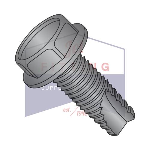 6-32X7/8  Unslotted Indented Hex Washer Thread Cutting Screw Type 23 Fully Threaded Black