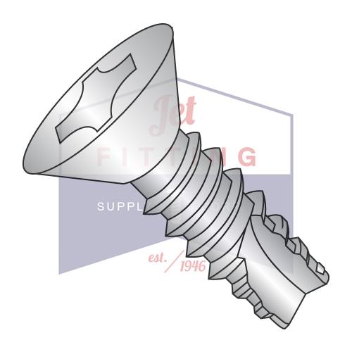 Tornillo de corte de rosca plana Phillips de 4-24 x 3/8, tipo 25, totalmente roscado, acero inoxidable 18-8