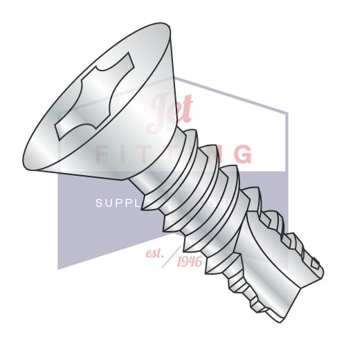 8-18X1/2  Phillips Flat Thread Cutting Screw Type 25 Fully Threaded Zinc And Bake