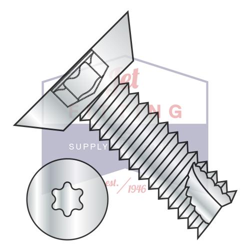 4-24X1/4  6 Lobe Flat Undercut Thread Cutting Screw Type 25 Fully Threaded Zinc And Bake