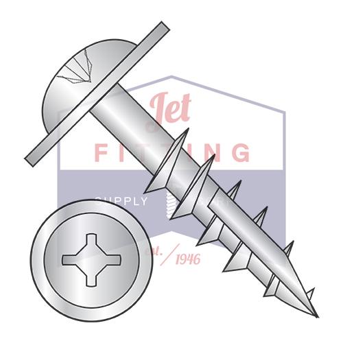 8-11X1 1/2 Phil Square #10 Round Washer Deep Thread Wood Screw Type 17 2/3 Thread Zinc Bake