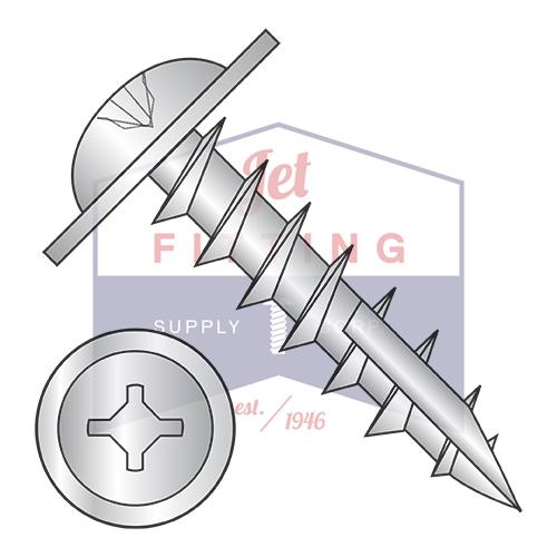 8-11X1 Phil Square #10 Round Washer Deep Thread Wood Screw Type17 Full Thread Zinc Bake