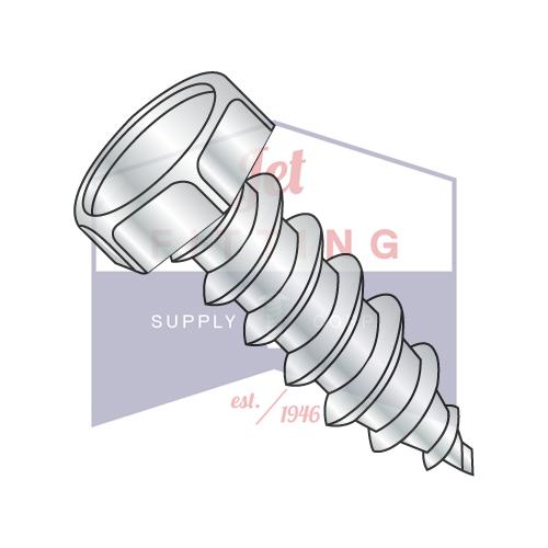 8-18X3/8 Indented Hex Unslotted Self Tapping Screw Type AB Fully Threaded Zinc And Bake