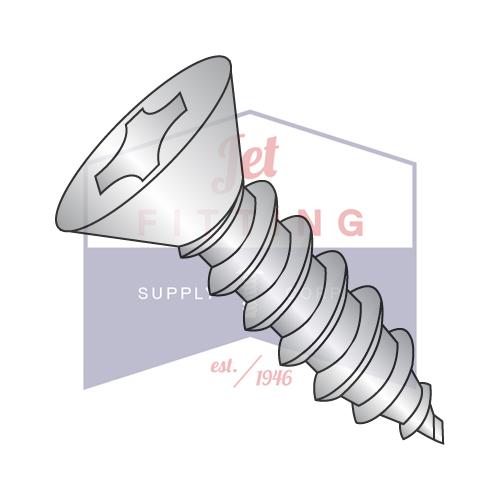 Tornillo autorroscante plano Phillips 6-20X1 tipo AB con rosca completa de acero inoxidable 18-8
