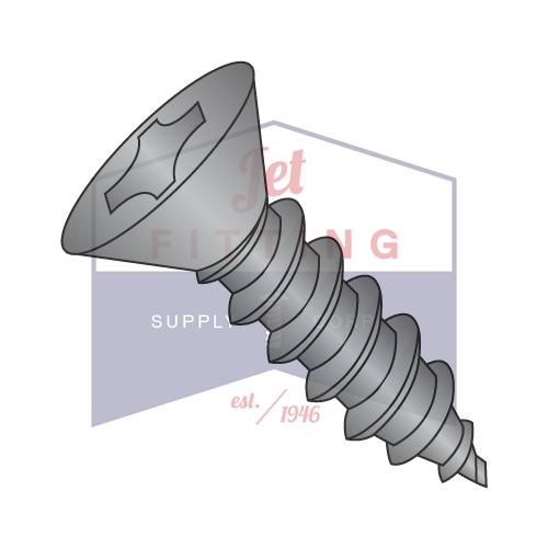 8-18X3/4 Phillips Flat Self Tapping Screw Type AB Fully Threaded Black Oxide