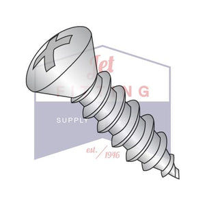8-18X1 Phillips Oval Self Tapping Screw Type AB Fully Threaded 18-8 Stainless