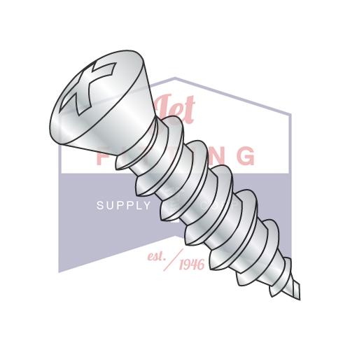 8-18X3/8 Phillips Oval #6 Head Self Tapping Screw Type AB Fully Thread Zinc & Bake