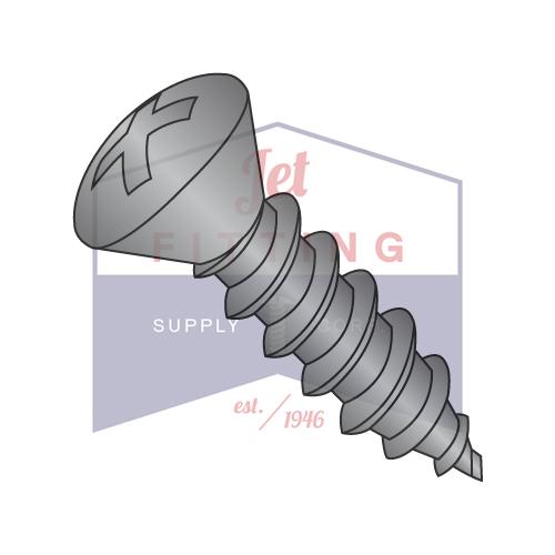8-18X2 Phillips Oval Self Tapping Screw Type AB Fully Threaded Black Oxide