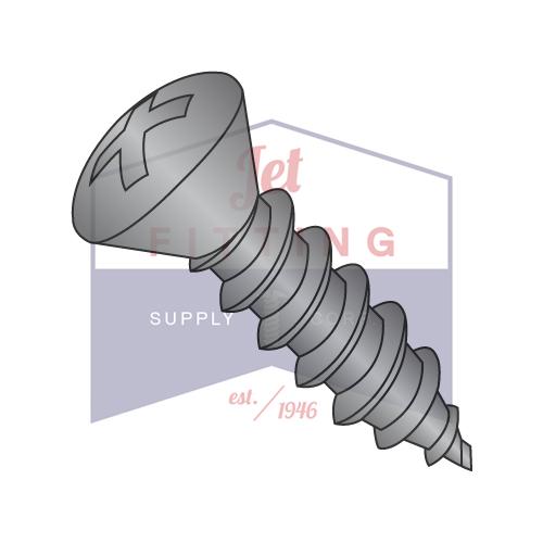 12-14X1 1/4  Phillips Oval Self Tapping Screw Type AB Fully Threaded Black Oxide