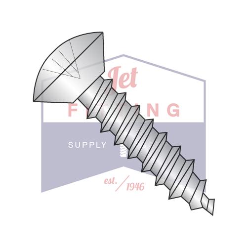 Tornillo autorroscante Phillips de corte ovalado de 4-24 x 1/4 pulgadas, tipo AB, rosca completa, de acero inoxidable 18 8
