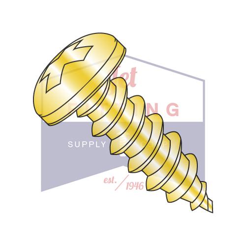 8-18X1/2 Phillips Pan Self Tapping Screw Type AB Fully Threaded Zinc Yellow and Bake