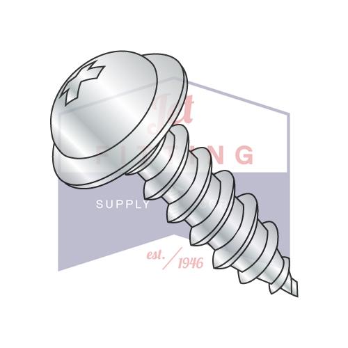 8-18X1 1/2 Phillips Round Washer Self Tapping Screw Type AB Fully Threaded Zinc And Bake