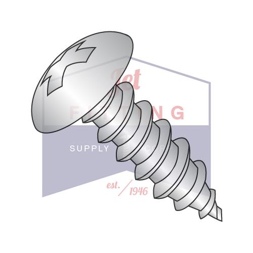 Tornillo autorroscante de cabeza Phillips de contorno completo, tipo AB, rosca completa, 18-8, 4-24 x 7/16