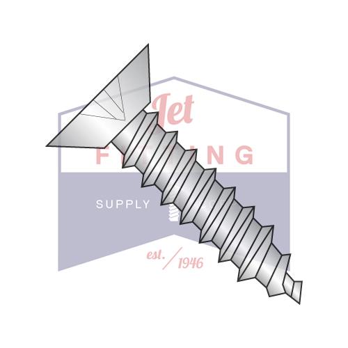 Tornillo autorroscante Phillips de corte plano de 4-24 x 3/8, tipo AB, rosca completa, de acero inoxidable 18-8
