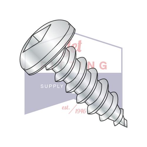 8-18X5/8 Square Drive Pan Self Tapping Screw Type AB Fully Threaded Zinc And Bake