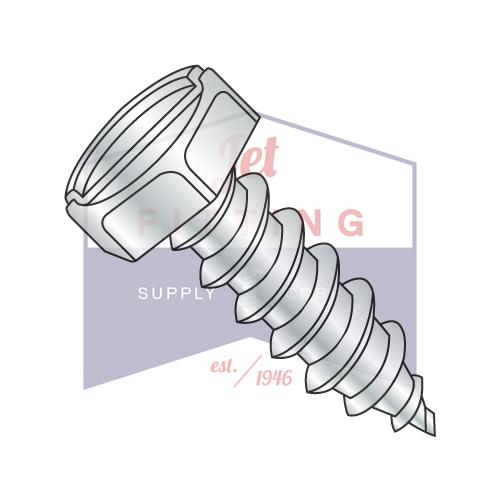 8-18X3/8 Indented Hex Slotted Self Tapping Screw Type AB Fully Threaded Zinc And Bake