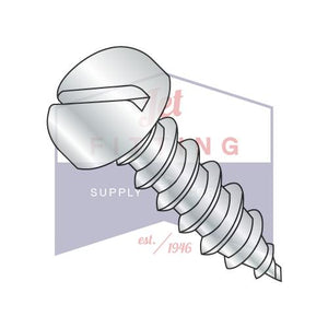 8-18X1 1/4 Slotted Pan Self Tapping Screw Type AB Fully Threaded Zinc And Bake