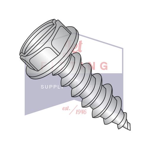 1/4-14X5  Slot Ind Hex Wash Self Tapping Screw Type AB Fully Threaded 18-8 Stainless Ste