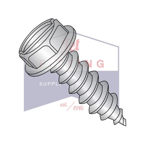 10-16X3/8 Slot Ind Hex Wash Self Tapping Screw Type AB Fully Threaded 18-8 Stainless Ste