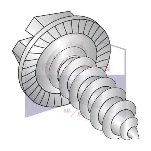 10-16X5/8 Indent Hex Washer Slot Self Tap Screw Type AB Serrated Full Thd 18-8 Stainless St