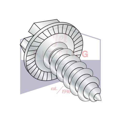 10-16X1 1/2 Slot Indent Hex Washer Serrated  Self Tap Screw Type AB Full Thread Zinc Bake