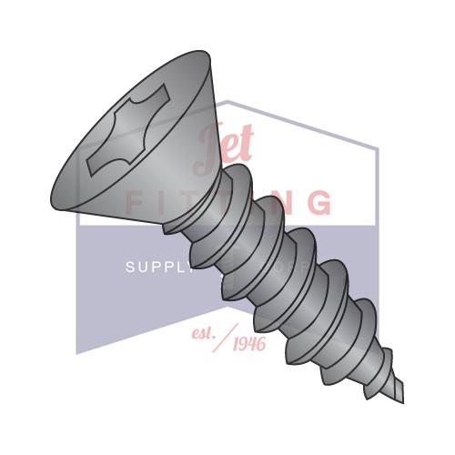 8-15X1 1/4 Phillips Flat Self Tap Screw Type A Full Thread 18 8 Stainless Steel Black Oxide