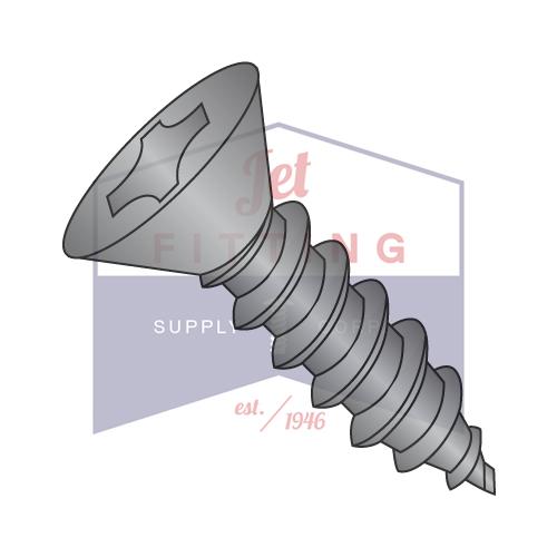 Tornillo autorroscante plano Phillips de 10-12 x 1 1/4, tipo A, totalmente roscado, galvanizado en negro y horneado