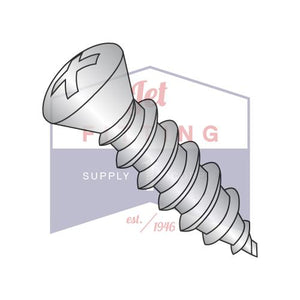 8-15X1 1/2 Phillips Trim Oval Self Tapping Screw Type A w/#Six Head Full Thrd 18-8 Stainles