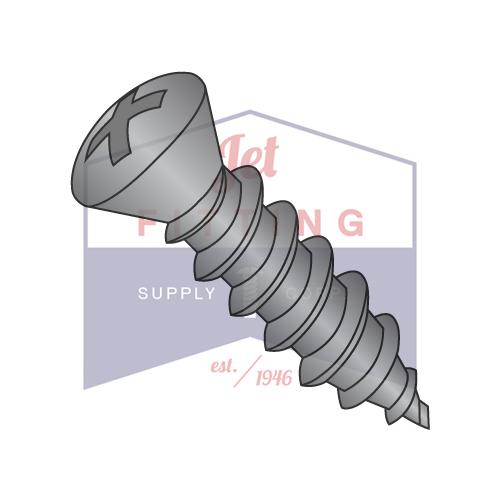 8-15X1 1/2 Phillips Oval Self Tapping Screw Type A Number Six Head Fully Thrd Black Phospha