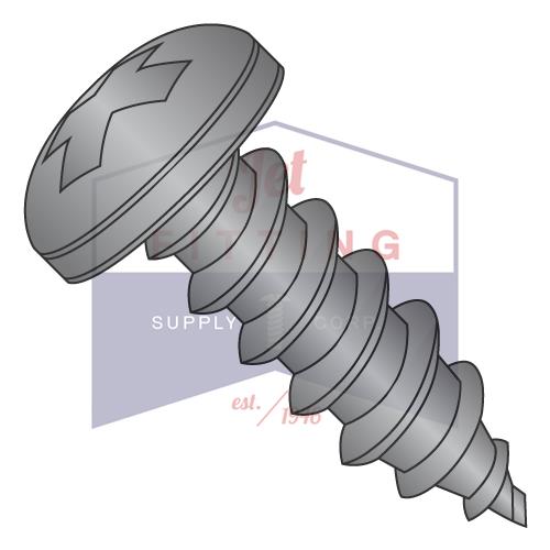 10-12X3/4 Phillips Pan Self Tap Screw Type A Full Thread 18 8 Stainless Steel Black Ox