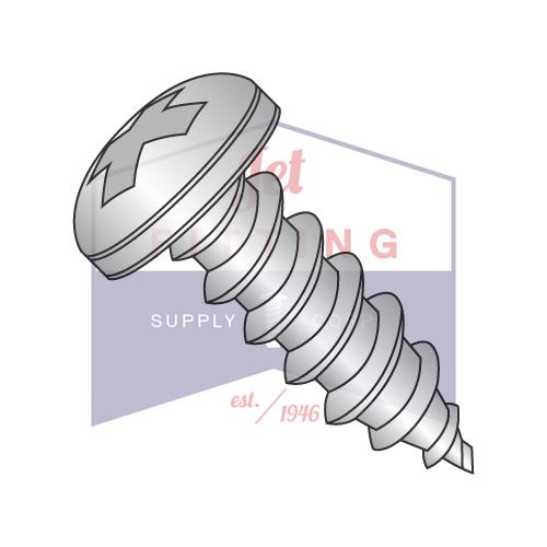 10-12X1 Phillips Pan Self Tapping Screw Type A Fully Threaded 18 8 Stainless Steel